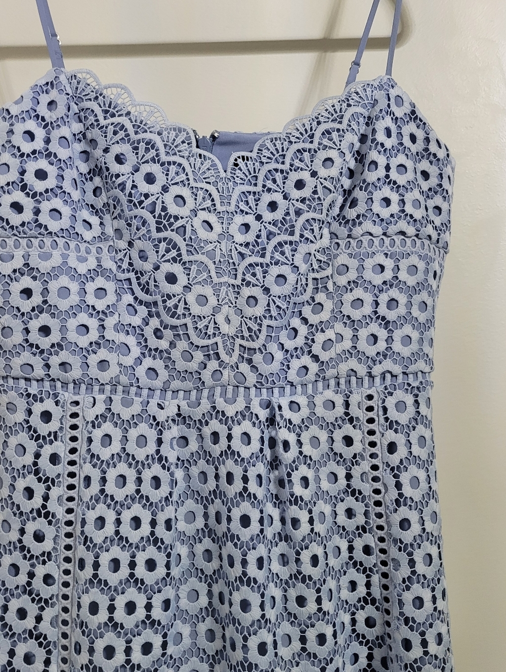 J. Crew Women's Light Blue Lace Midi Dress with Spaghetti Straps, Size 4 - Picture 7 of 12